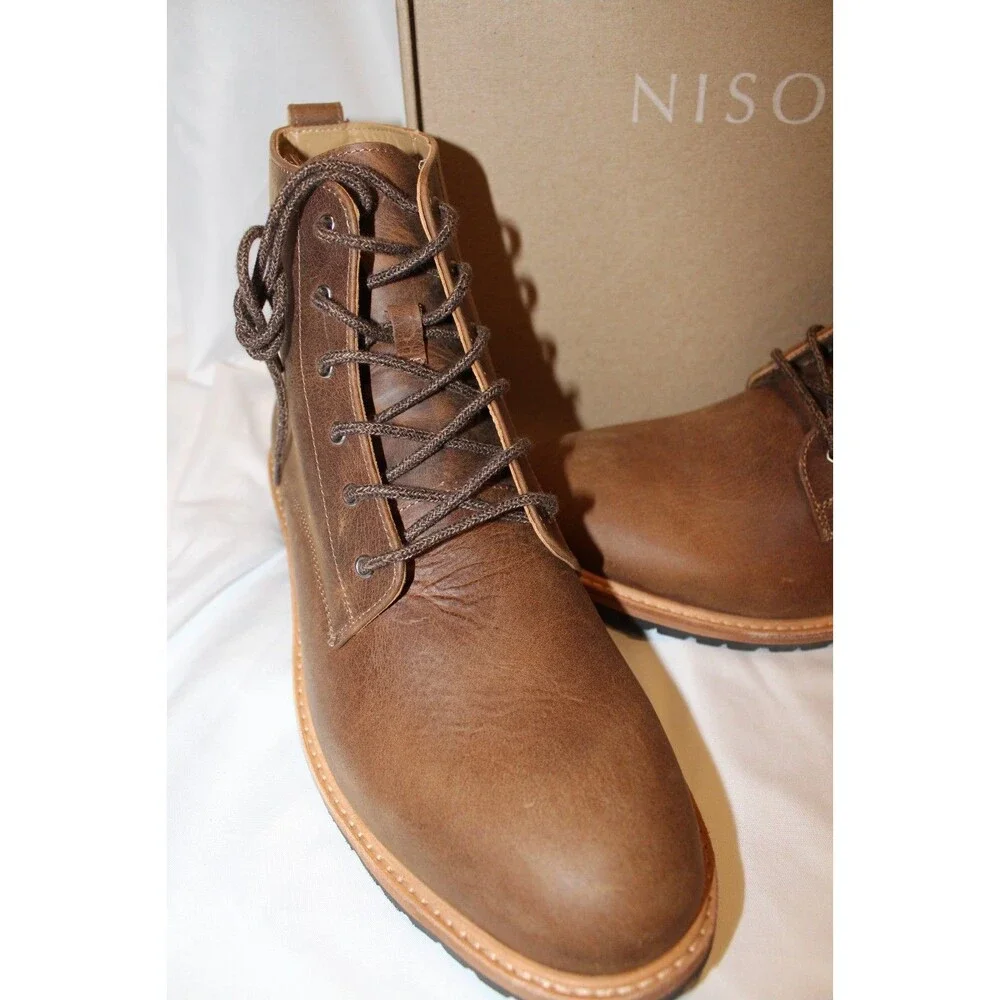 NISOLO MEN'S ALL WEATHER SUEDE BOOTS TOBACCO BROWN SZ‎ 10.5 $280 NIB